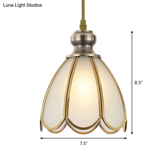 Opal Glass Gold Hanging Pendant Lamp - Elegant Traditional Flare Design For Dining Room