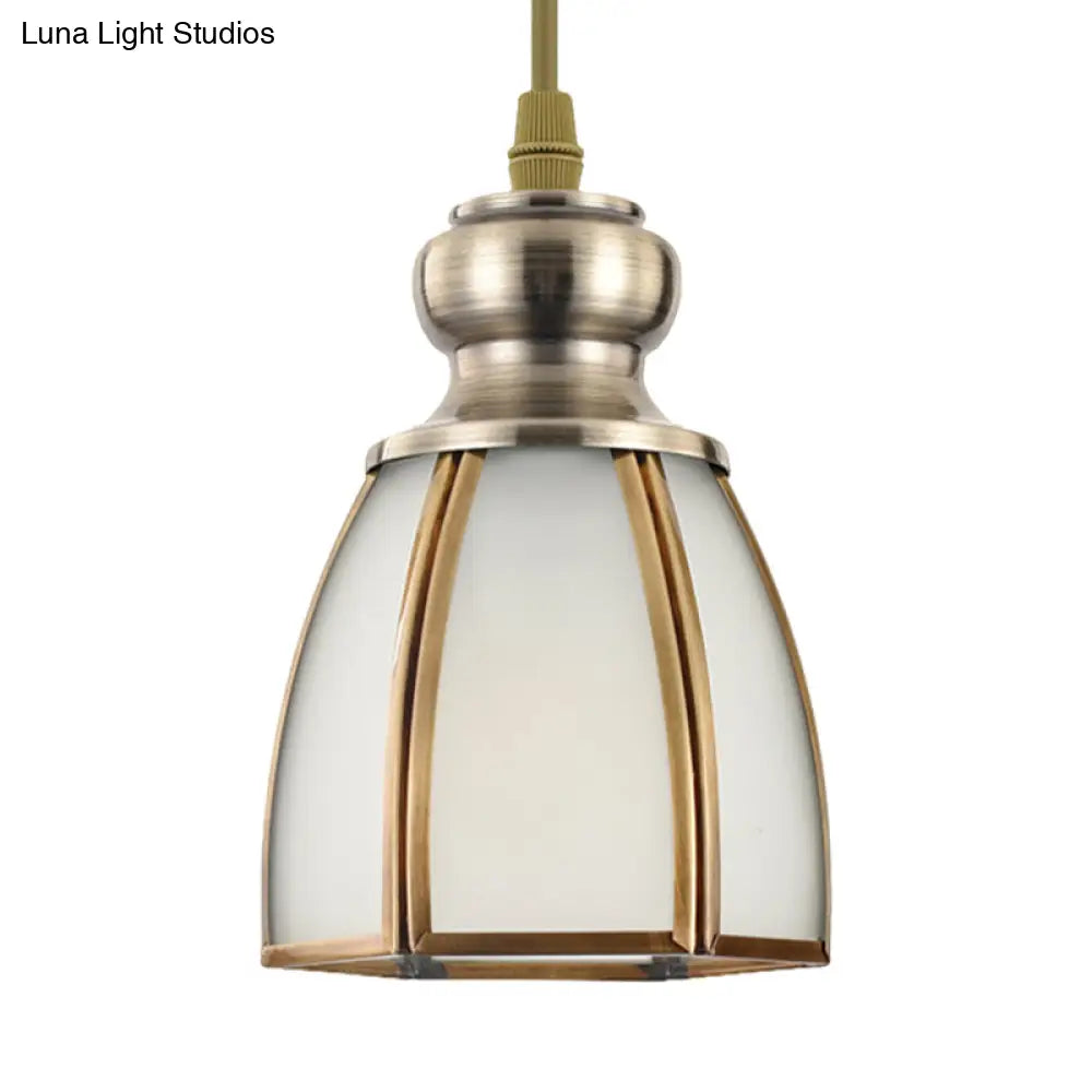 Opal Glass Gold Hanging Pendant Lamp - Elegant Traditional Flare Design For Dining Room