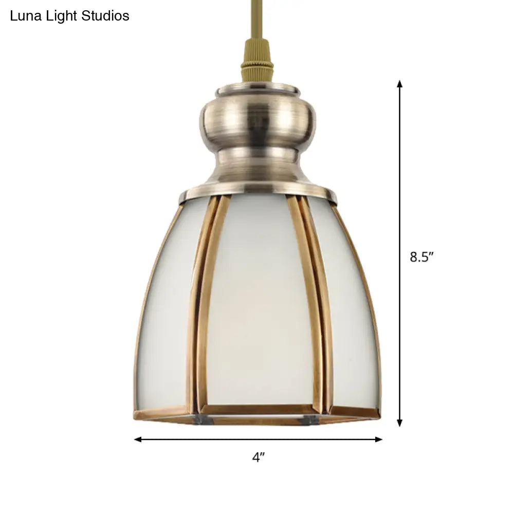 Opal Glass Gold Hanging Pendant Lamp - Elegant Traditional Flare Design For Dining Room