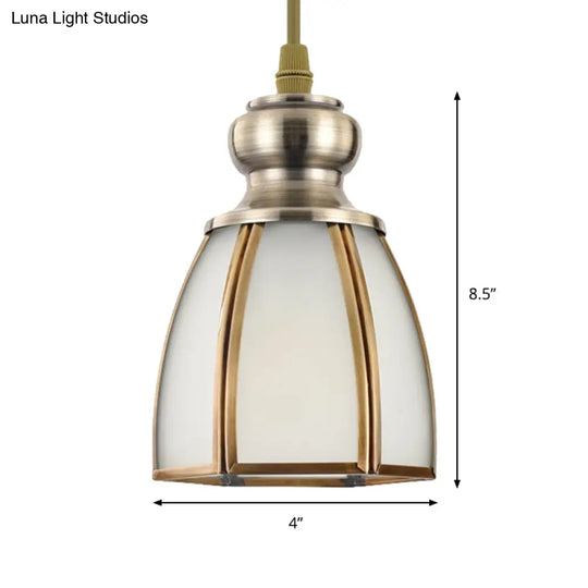 Opal Glass Gold Hanging Pendant Lamp - Elegant Traditional Flare Design For Dining Room