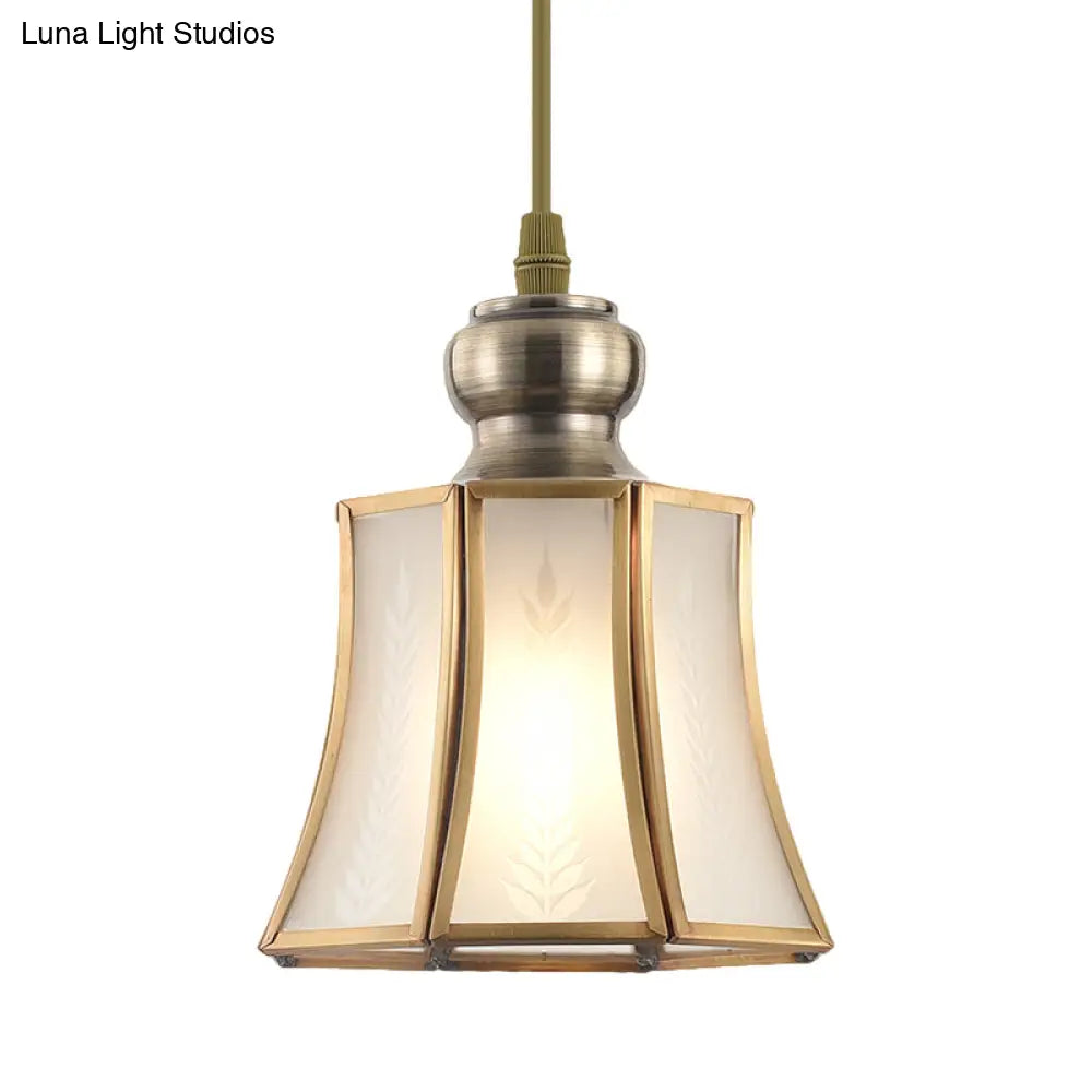 Opal Glass Gold Hanging Pendant Lamp - Elegant Traditional Flare Design For Dining Room