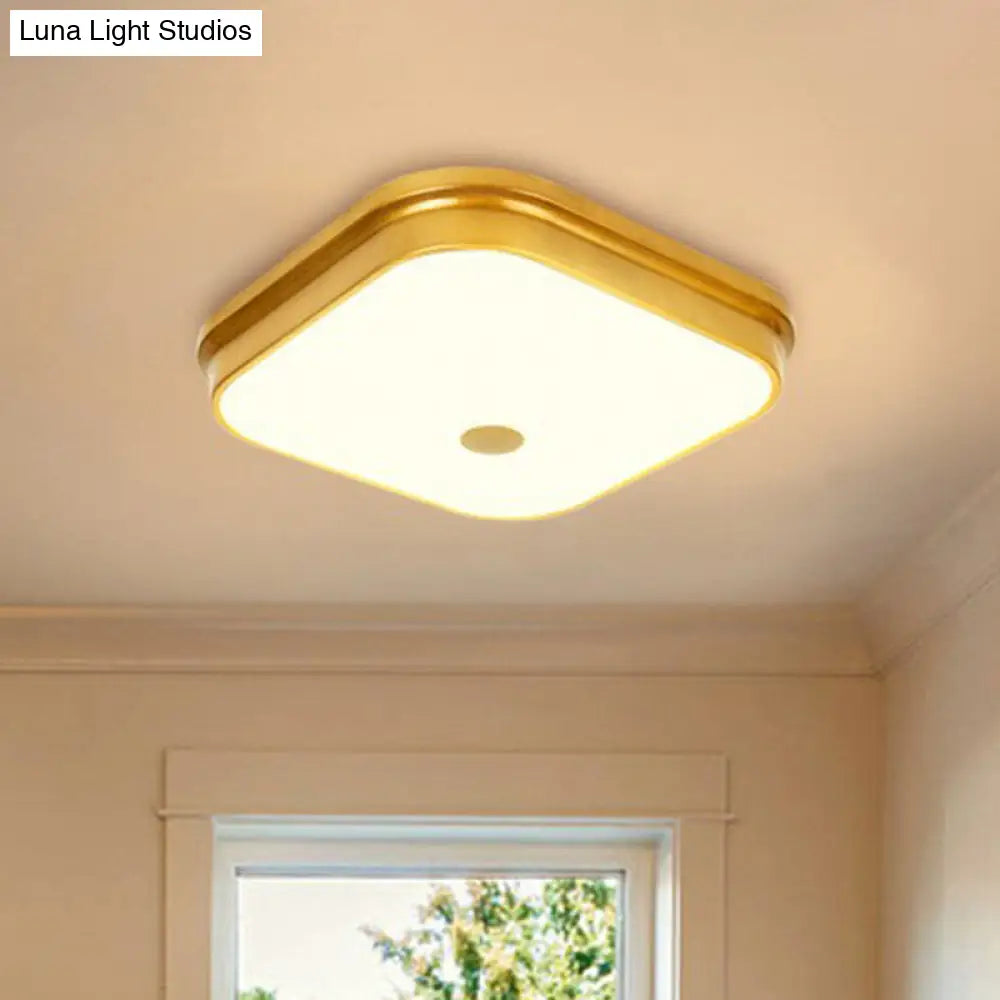 Opal Glass Led Ceiling Light: Traditional Square Shade Flush Mount Fixture