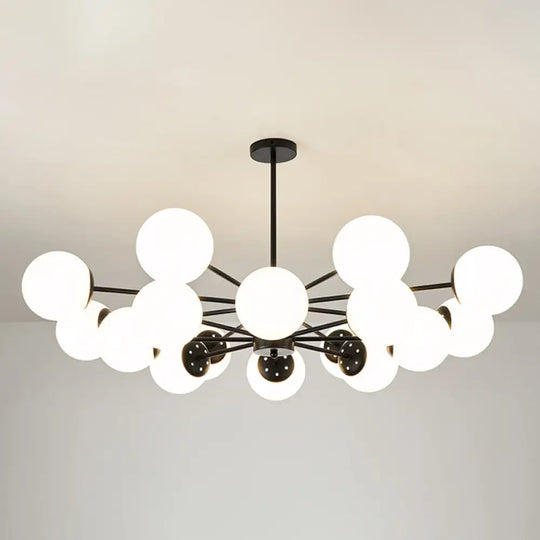 Opal Glass Living Room Ceiling Chandelier: Modern Minimalistic Suspension Lamp 16 / Black