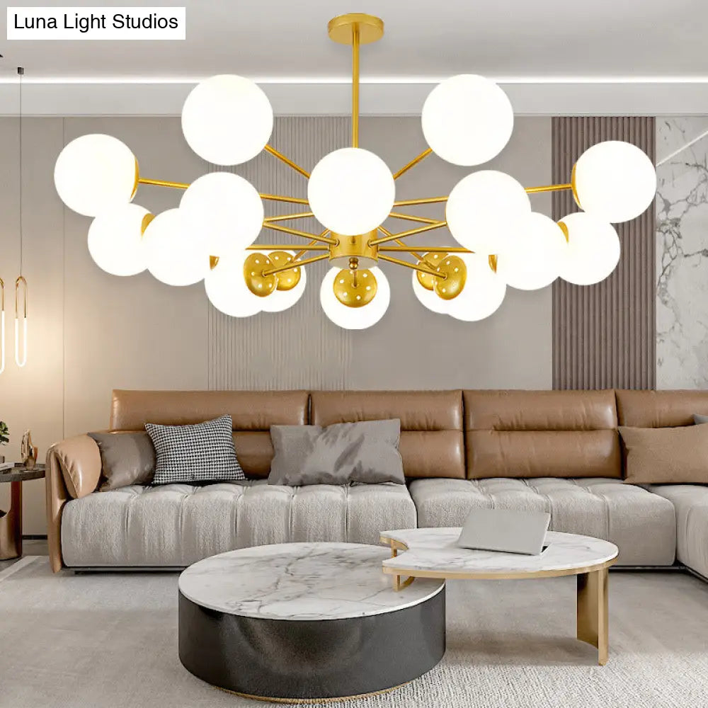 Opal Glass Living Room Ceiling Chandelier: Modern Minimalistic Suspension Lamp
