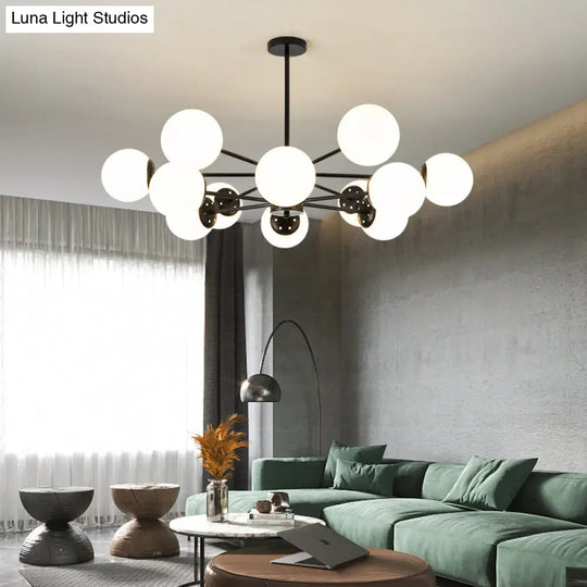 Opal Glass Living Room Ceiling Chandelier: Modern Minimalistic Suspension Lamp