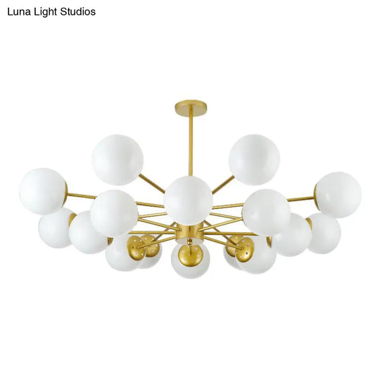 Opal Glass Living Room Ceiling Chandelier: Modern Minimalistic Suspension Lamp