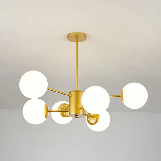 Opal Glass Living Room Ceiling Chandelier: Modern Minimalistic Suspension Lamp 6 / Gold