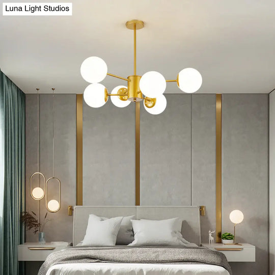 Opal Glass Living Room Ceiling Chandelier: Modern Minimalistic Suspension Lamp