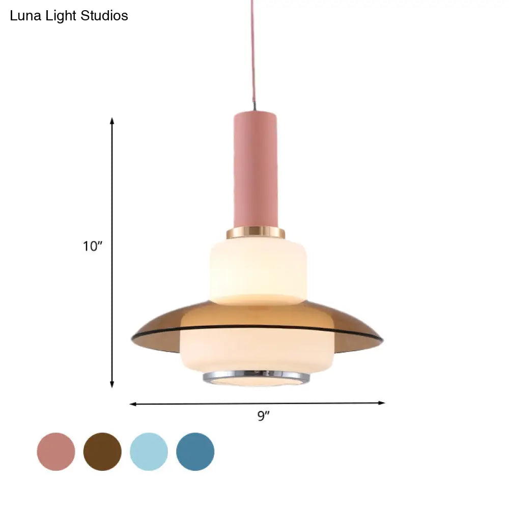 Opal Glass Macaron Gourd Pendant Light In Pink/Light Blue/Gold For Dining Room Ceiling