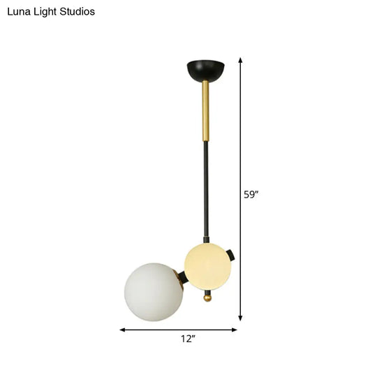 Modernist Opal Glass Ceiling Lamp - 1 Head Bedroom Pendant Light In Black/Gold Left/Right