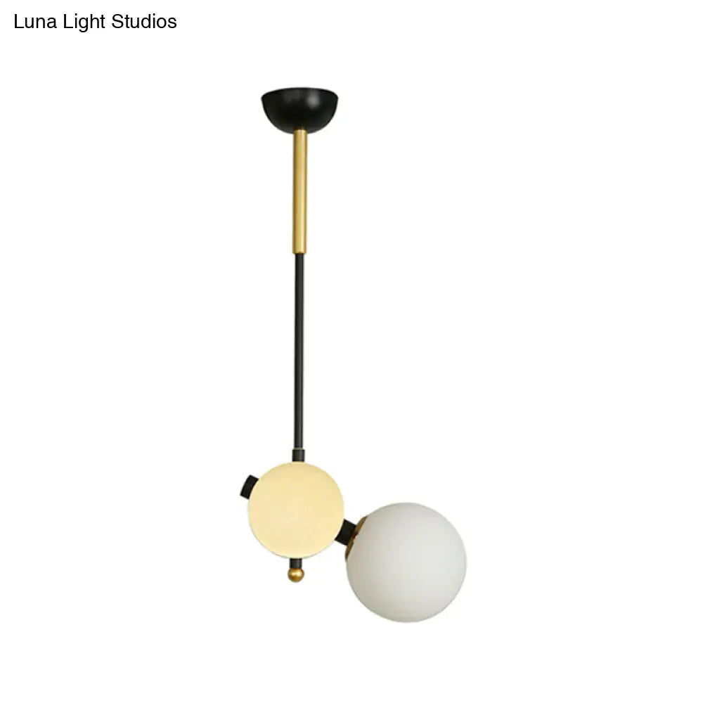 Opal Glass Modernist Ceiling Lamp - Black And Gold With Left/Right Pendulum Light For Bedrooms