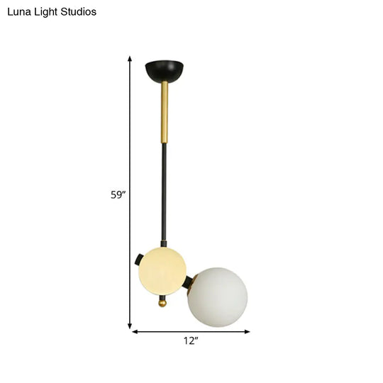 Modernist Opal Glass Ceiling Lamp - 1 Head Bedroom Pendant Light In Black/Gold Left/Right