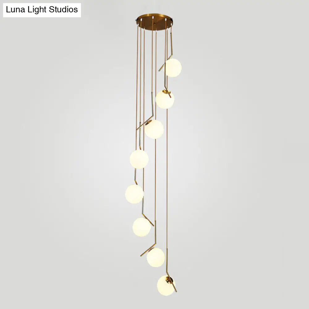 Sleek Opal Glass Pendant Lamp With Multi Light Spheres - Minimalist Design Perfect For Living Rooms