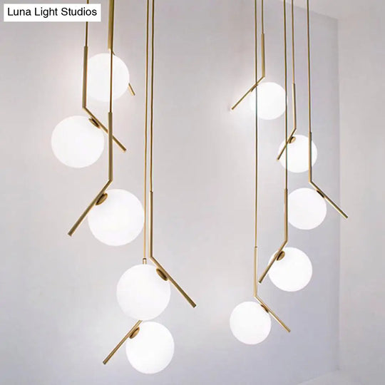 Sleek Opal Glass Pendant Lamp With Multi Light Spheres - Minimalist Design Perfect For Living Rooms