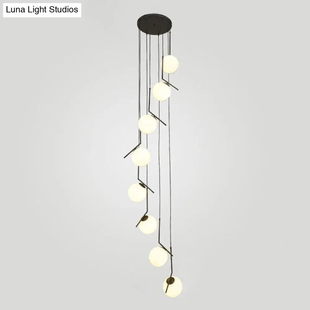 Sleek Opal Glass Pendant Lamp With Multi Light Spheres - Minimalist Design Perfect For Living Rooms