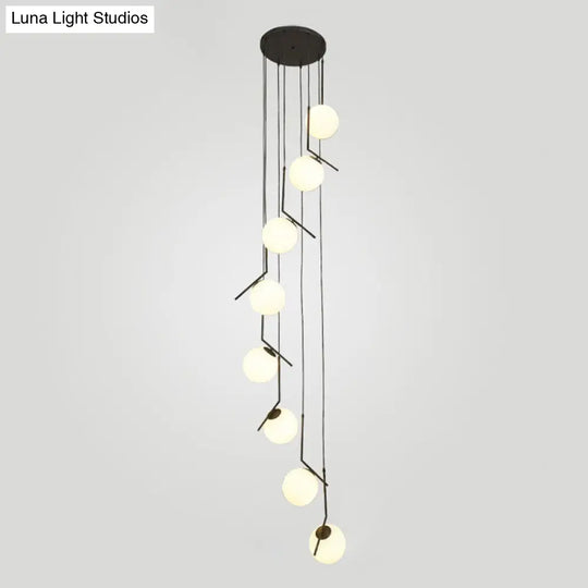 Sleek Opal Glass Pendant Lamp With Multi Light Spheres - Minimalist Design Perfect For Living Rooms