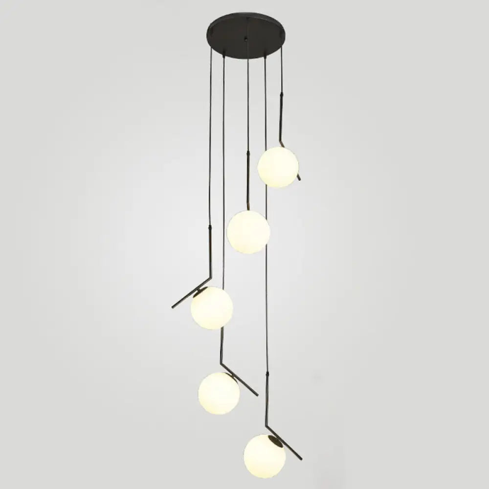 Opal Glass Multi-Light Pendant With Minimalist Sphere Design – Stylish Metal Arm Suspension Lamp