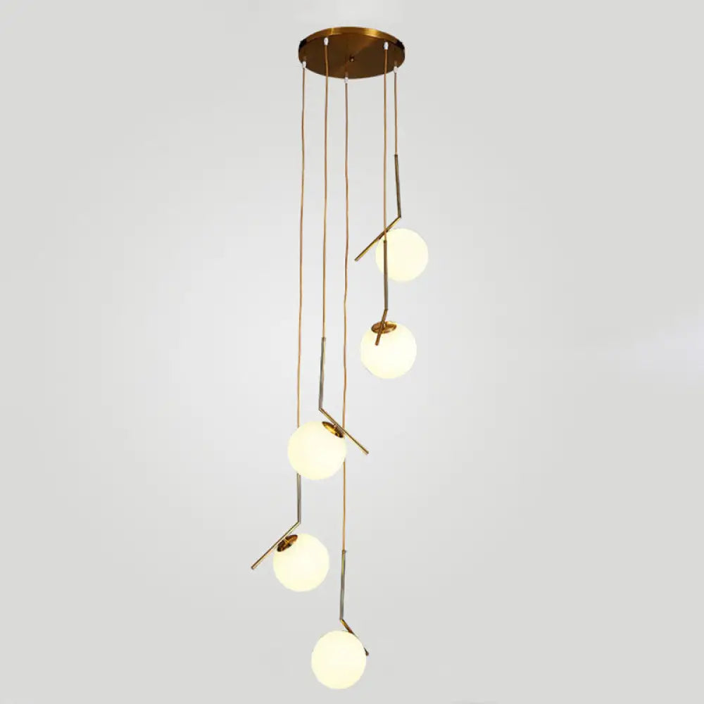 Opal Glass Multi-Light Pendant With Minimalist Sphere Design – Stylish Metal Arm Suspension Lamp