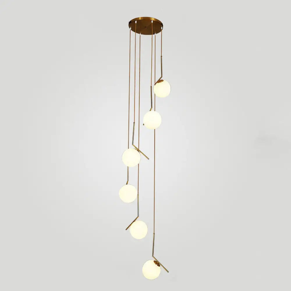 Opal Glass Multi-Light Pendant With Minimalist Sphere Design – Stylish Metal Arm Suspension Lamp