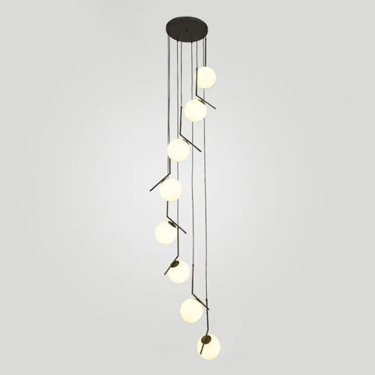 Opal Glass Multi-Light Pendant With Minimalist Sphere Design – Stylish Metal Arm Suspension Lamp