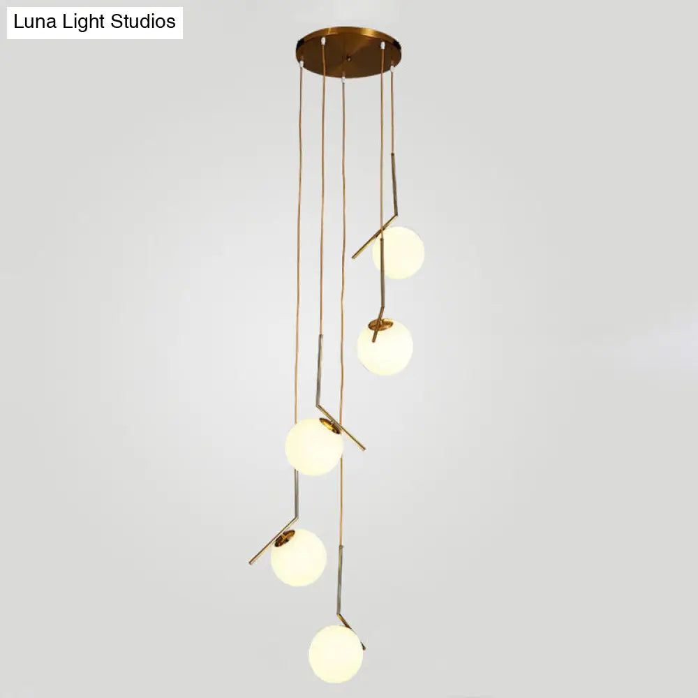 Sleek Opal Glass Pendant Lamp With Multi Light Spheres - Minimalist Design Perfect For Living Rooms