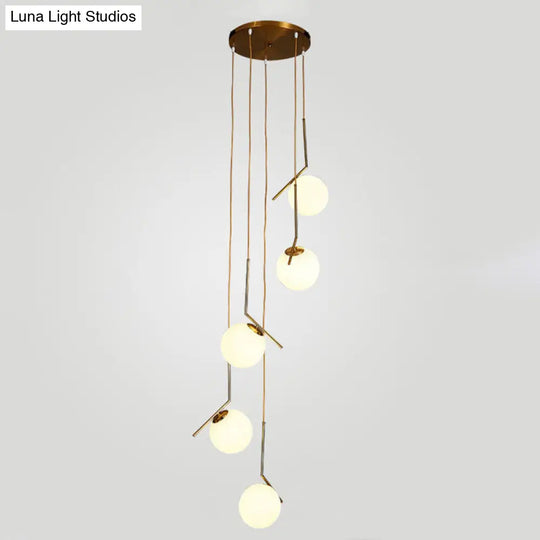 Sleek Opal Glass Pendant Lamp With Multi Light Spheres - Minimalist Design Perfect For Living Rooms