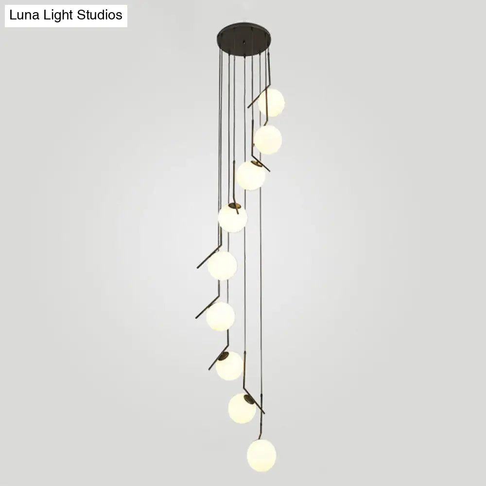 Sleek Opal Glass Pendant Lamp With Multi Light Spheres - Minimalist Design Perfect For Living Rooms