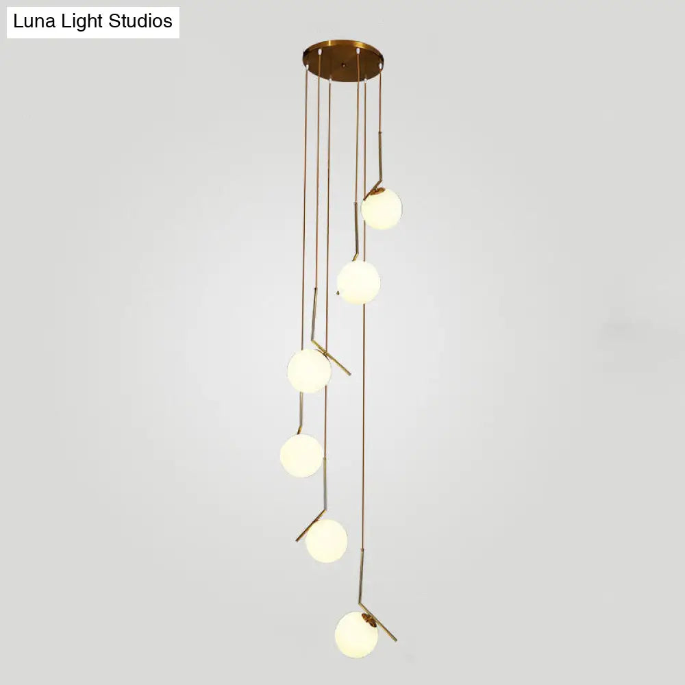 Sleek Opal Glass Pendant Lamp With Multi Light Spheres - Minimalist Design Perfect For Living Rooms