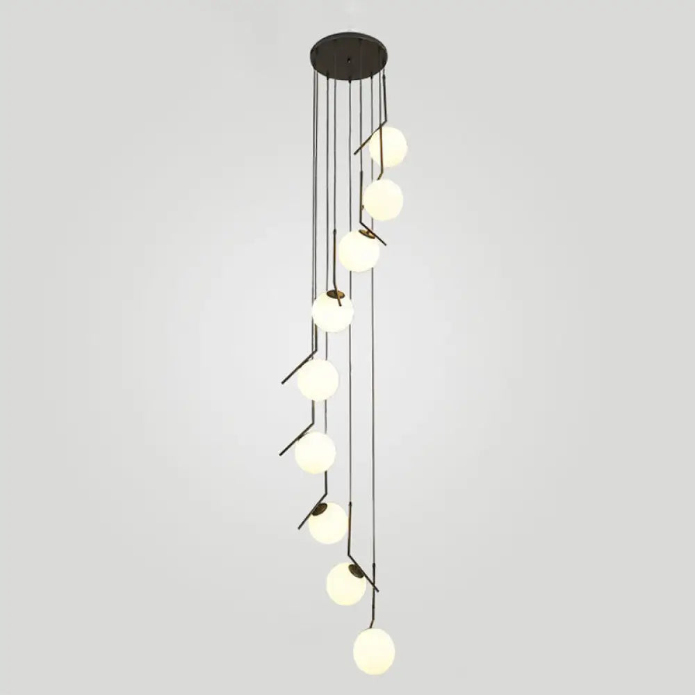 Opal Glass Multi-Light Pendant With Minimalist Sphere Design – Stylish Metal Arm Suspension Lamp