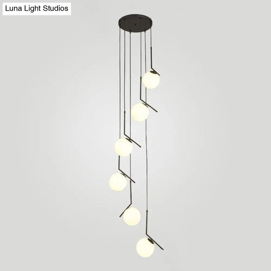 Sleek Opal Glass Pendant Lamp With Multi Light Spheres - Minimalist Design Perfect For Living Rooms