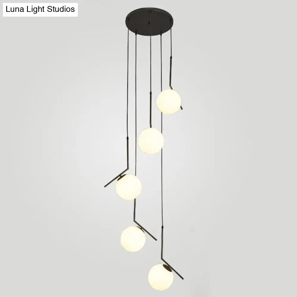 Sleek Opal Glass Pendant Lamp With Multi Light Spheres - Minimalist Design Perfect For Living Rooms