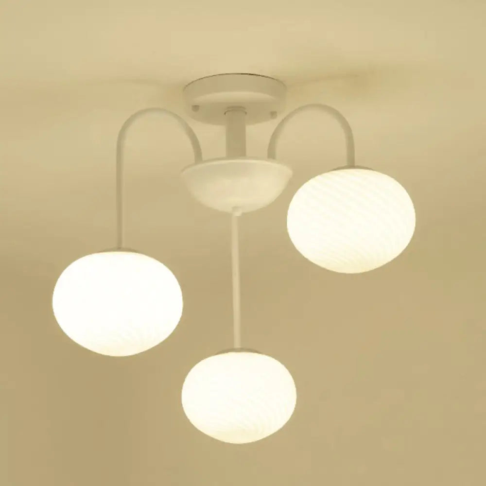 Opal Glass Nordic Led Flush Mount Ceiling Light For Dining Room 3 / White