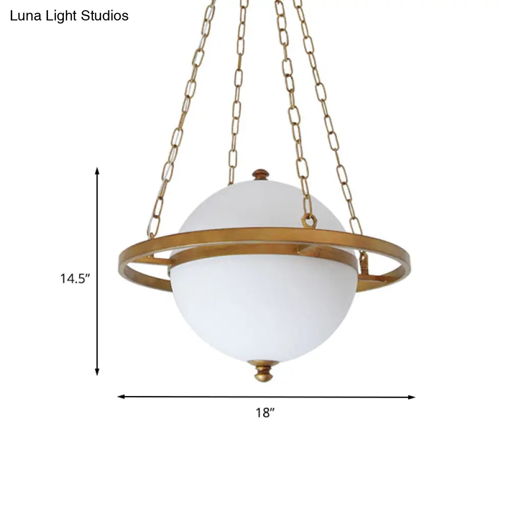 Opal Glass Nordic Pendant Light In Gold For Living Room