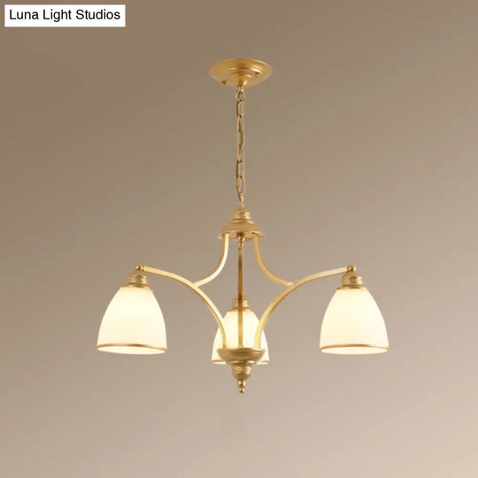 Opal Glass Pendant Light Fixture - Classic Bell Chandelier For Living Room