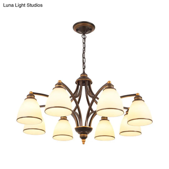 Opal Glass Pendant Light Fixture - Classic Bell Chandelier For Living Room