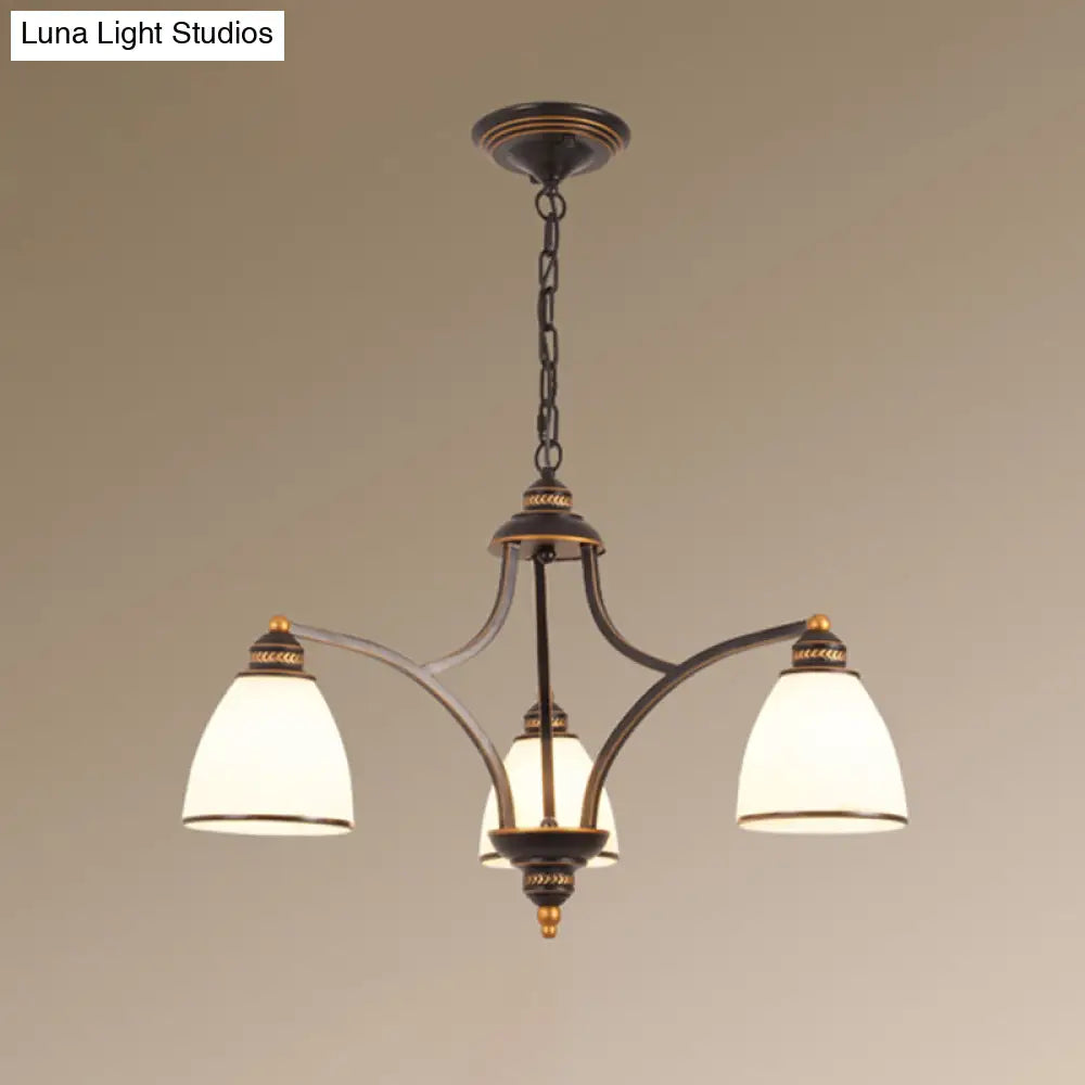 Opal Glass Pendant Light Fixture - Classic Bell Chandelier For Living Room