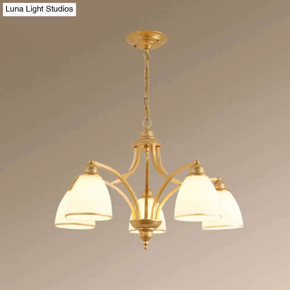 Opal Glass Pendant Light Fixture - Classic Bell Chandelier For Living Room