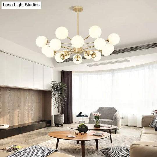 Opal Glass Radial Chandelier - Postmodern Style Pendant Light For Living Room