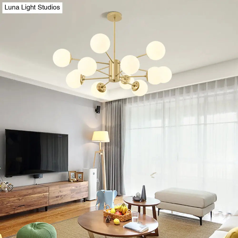 Opal Glass Radial Chandelier - Postmodern Style Pendant Light For Living Room