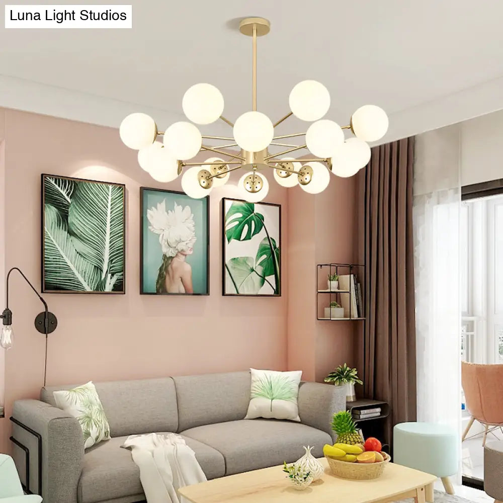 Opal Glass Radial Chandelier - Postmodern Pendant Light For Living Room