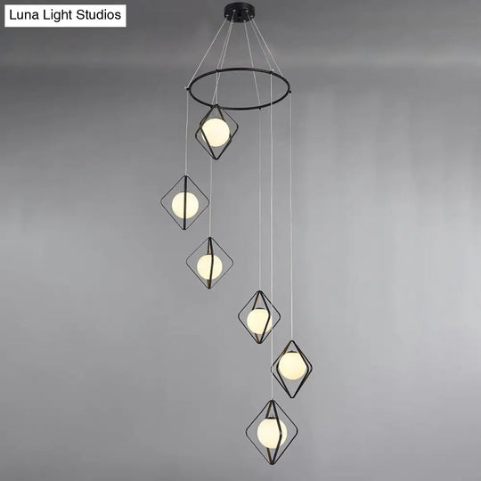 Modern Multi Light Pendant Lamp With Opal Glass Shade - Perfect For Living Room