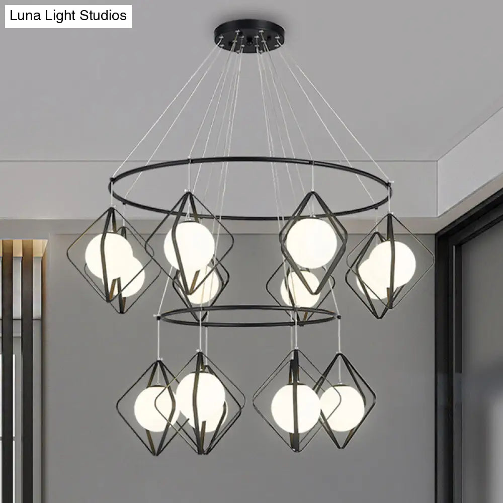 Modern Multi Light Pendant Lamp With Opal Glass Shade - Perfect For Living Room