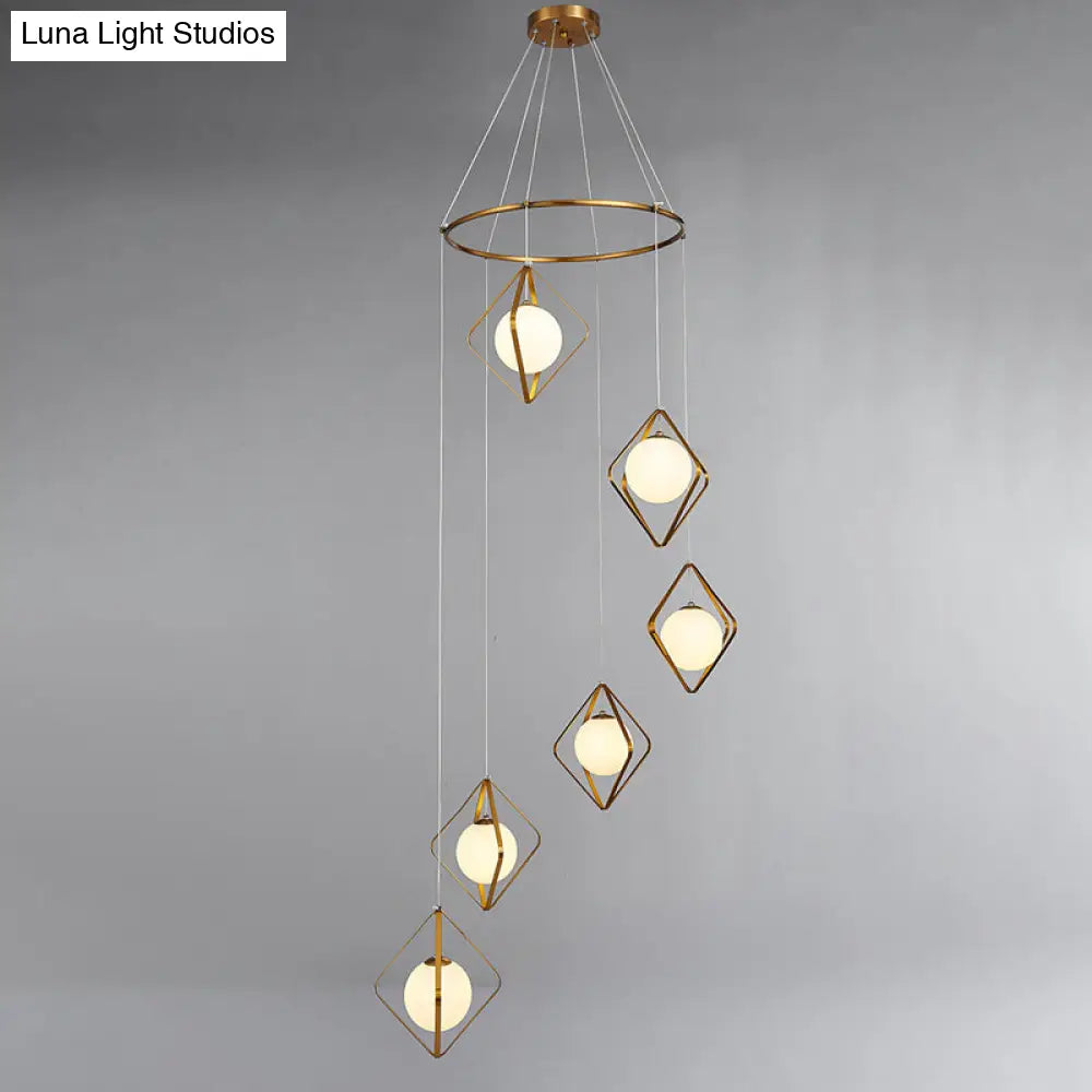 Modern Multi Light Pendant Lamp With Opal Glass Shade - Perfect For Living Room