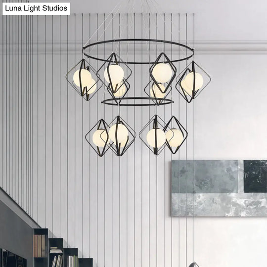 Modern Multi Light Pendant Lamp With Opal Glass Shade - Perfect For Living Room