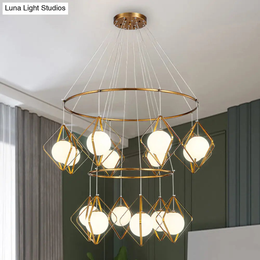 Modern Multi Light Pendant Lamp With Opal Glass Shade - Perfect For Living Room