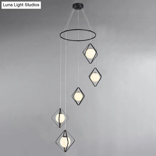 Modern Multi Light Pendant Lamp With Opal Glass Shade - Perfect For Living Room