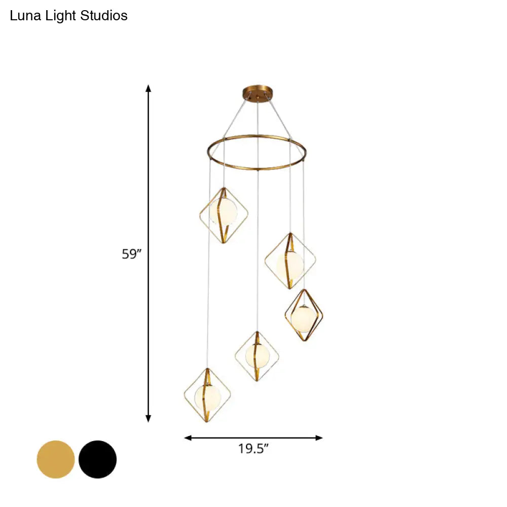 Modern Multi Light Pendant Lamp With Opal Glass Shade - Perfect For Living Room