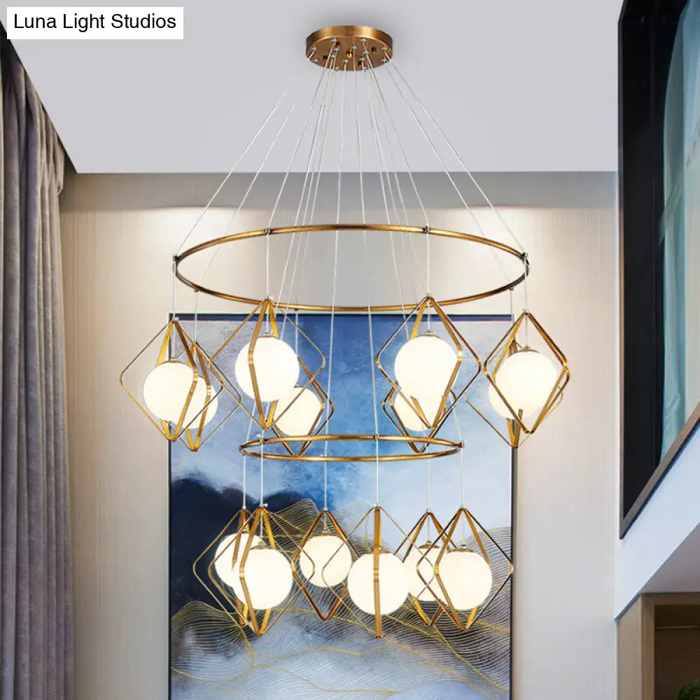 Modern Multi Light Pendant Lamp With Opal Glass Shade - Perfect For Living Room