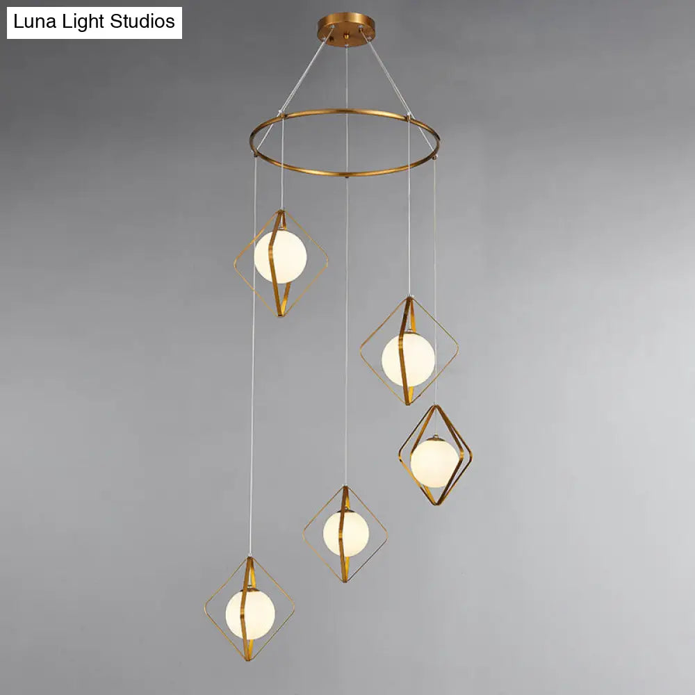 Modern Multi Light Pendant Lamp With Opal Glass Shade - Perfect For Living Room