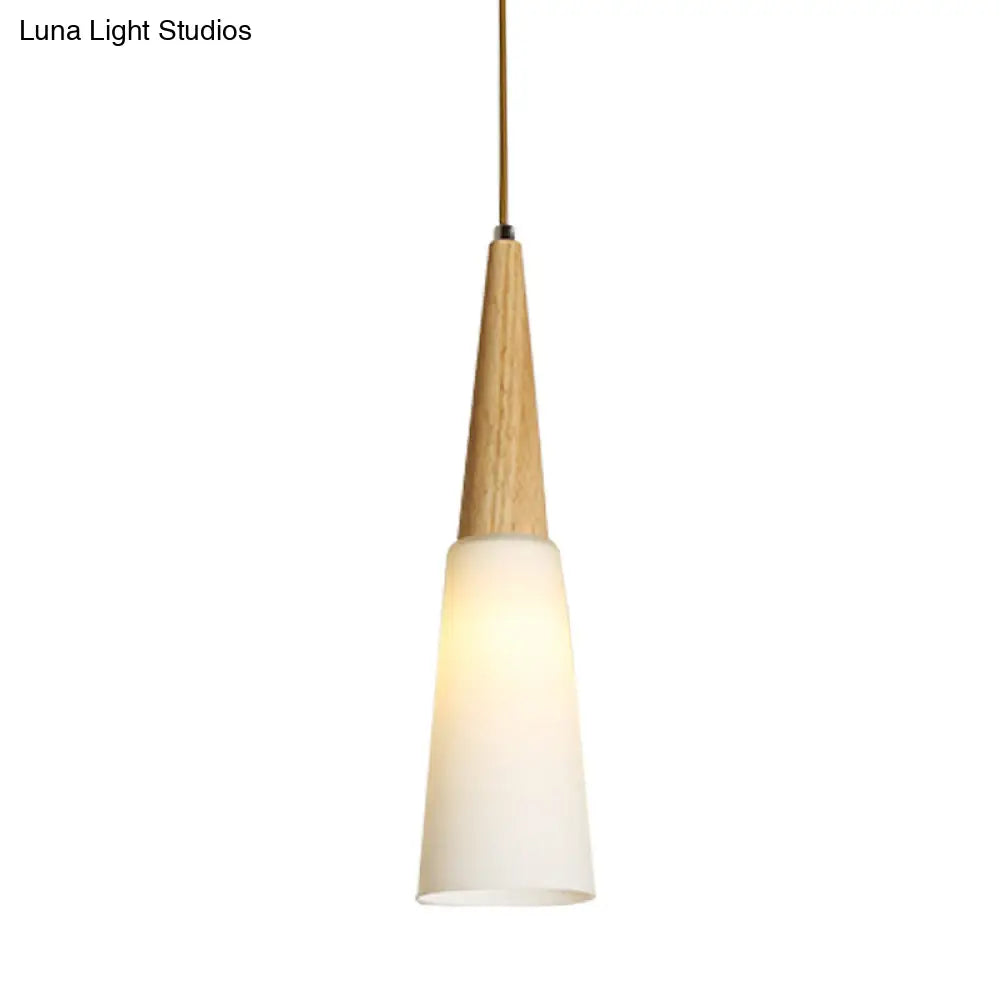 Opal Glass Slim Cone Pendant Light In White - Simple Style For Corridor/Hanging Lamp